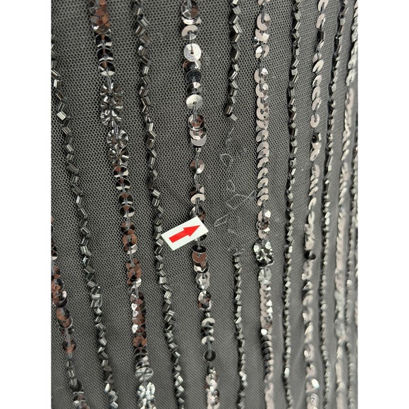 Adrianna Papell Dress Womens 6 Petite Black Sequin Halter Gown Evening Beaded - Picture 6 of 15